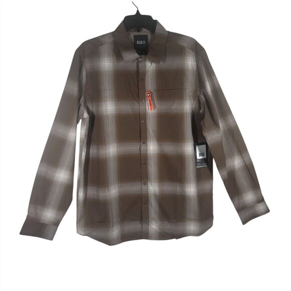 5.11 Tactical Igor Plaid Shirt Men's Medium Brown Long Sleeve Snap Button NEW - Picture 1 of 10